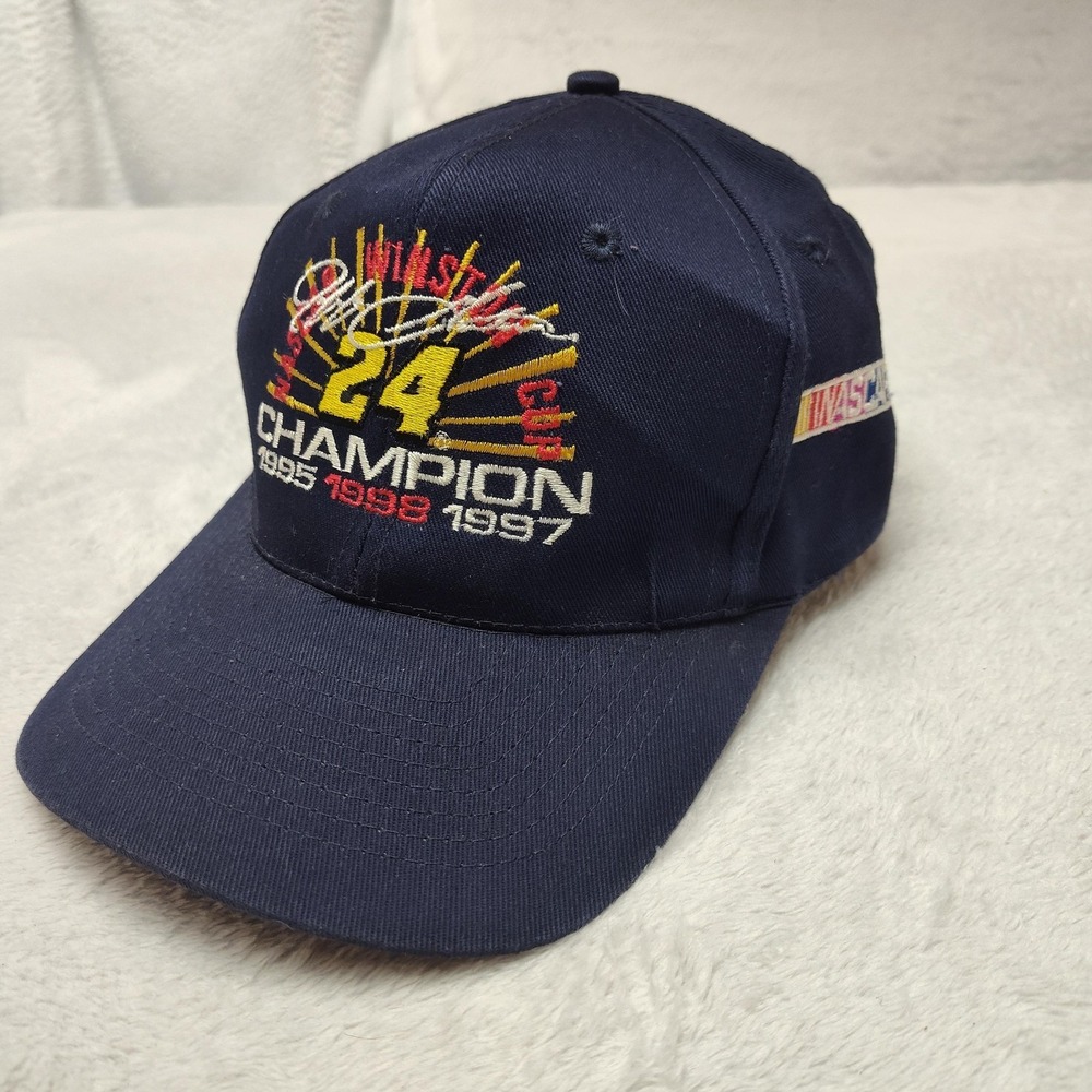 Vintage Nascar Jeff Gordon HeadShot Hat Cap Strap Back Men Blue Cotton Twill 90s